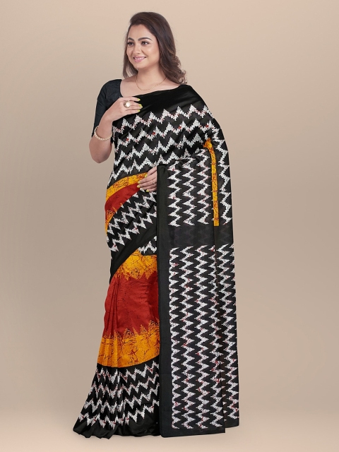 

BharatSthali Black & White Pure Cotton Printed Handloom Saree