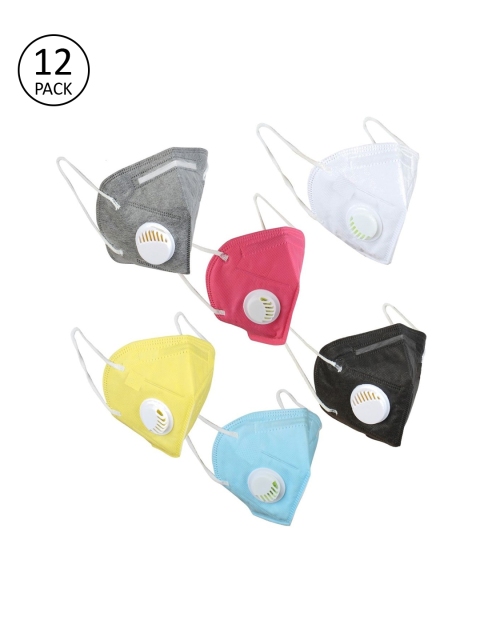 

OOMPH Unisex 12 Pcs Anti-Pollution 5-Layer Reusable Valved KN95 Masks, White
