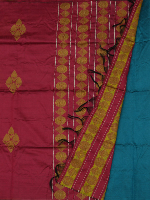 

Pothys Pink & Blue Jute Silk Woven Design Saree