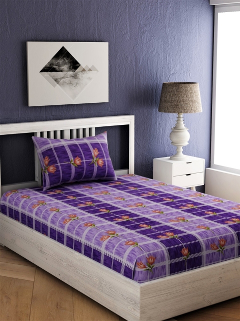 

EverHOME Multicoloured Geometric 144 TC Cotton 1 Single Bedsheet with 1 Pillow Covers, Multi