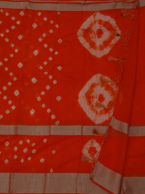

Pothys Orange & Off-White Linen Blend Printed Saree