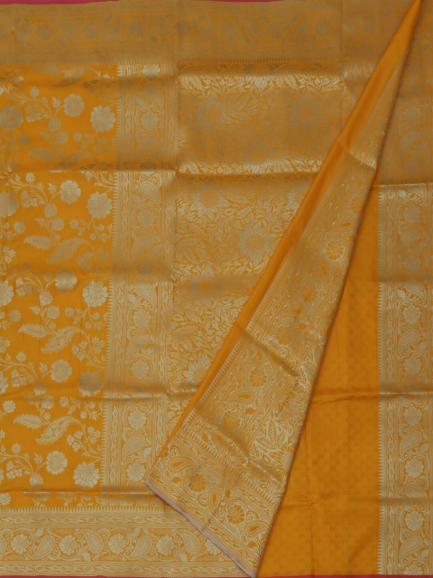 

Pothys Yellow & Gold-Coloured Jute Silk Floral Woven Design Saree
