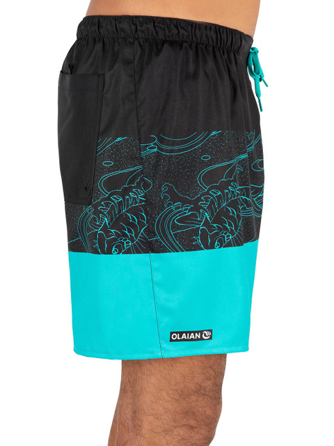 

OLAIAN By Decathlon Men Black Printed Surfing Shorts