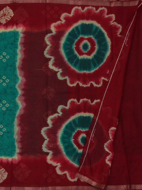 

Pothys Green & Maroon Jute Silk Dyed Saree