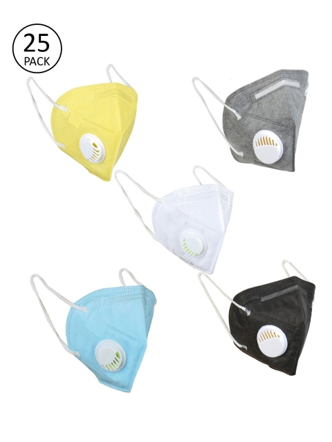

OOMPH Unisex 25 Pcs Anti-Pollution 5-Layer Reusable Valved KN95 Masks, White