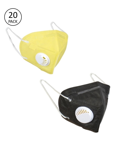 

OOMPH Unisex 20 Pcs Anti-Pollution 5-Layer Reusable Valved KN95 Masks, Yellow
