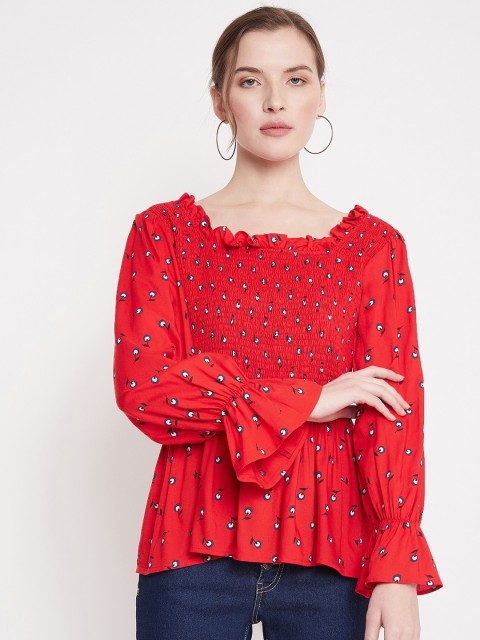 

Femella Women Red Printed Peplum Top