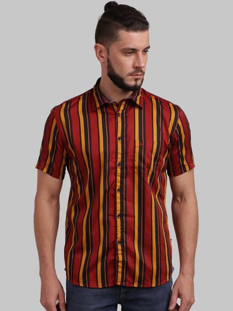 

Parx Men Red & Black Regular Fit Striped Casual Shirt