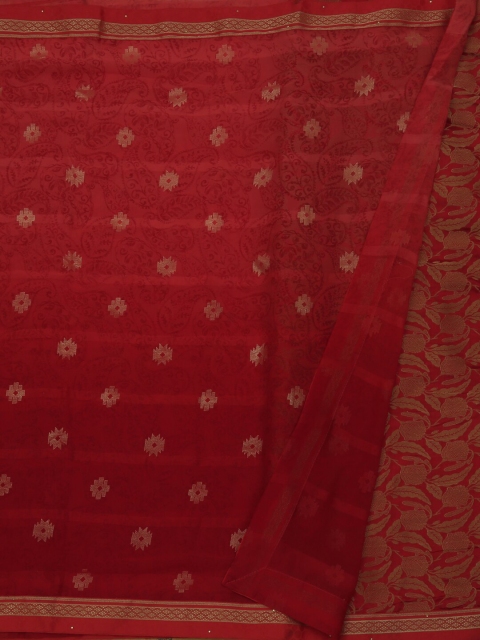 

Pothys Red & Off-White Poly Georgette Printed Saree