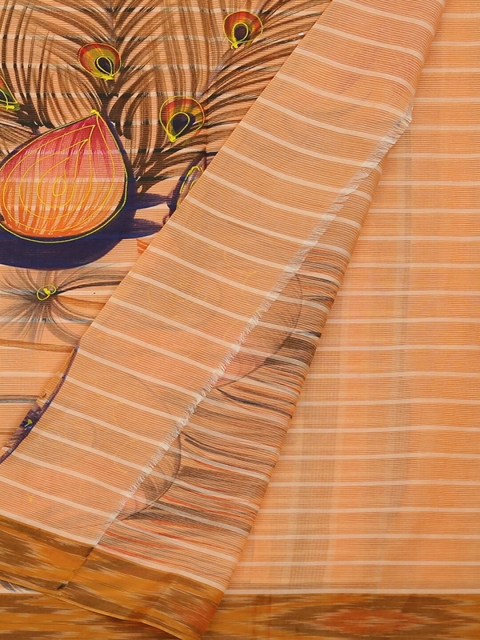 

Pothys Peach-Coloured Printed Pure Cotton Saree