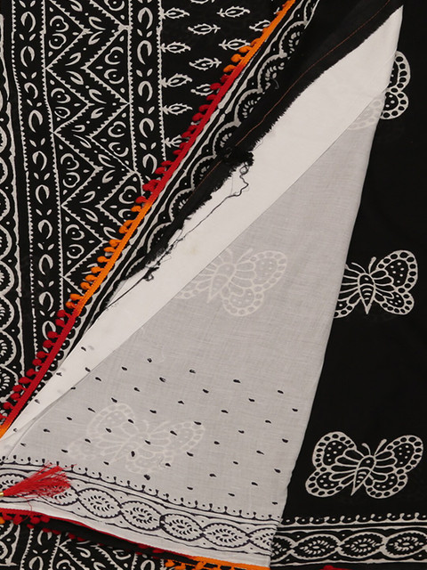 

Pothys Black Printed Pure Cotton Saree