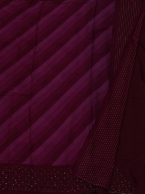 

Pothys Burgundy Striped Poly Georgette Saree