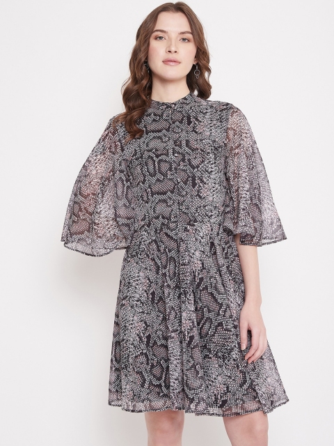 

Femella Women Grey Printed Fit and Flare Dress