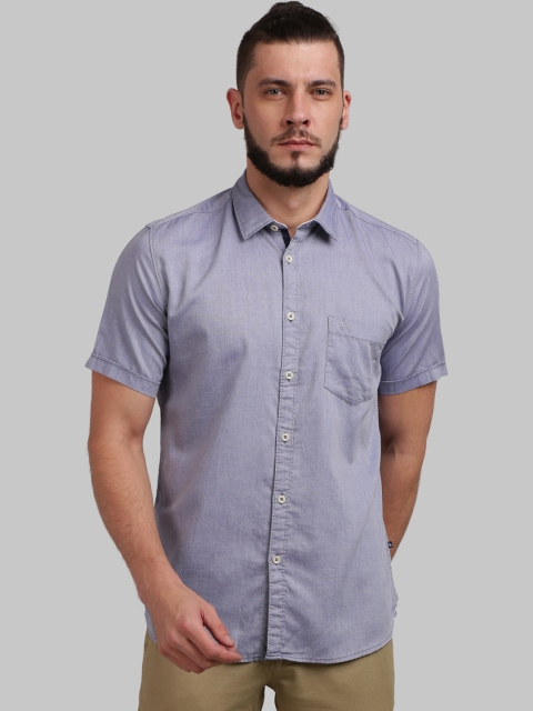 

Parx Men Blue Regular Fit Solid Casual Shirt