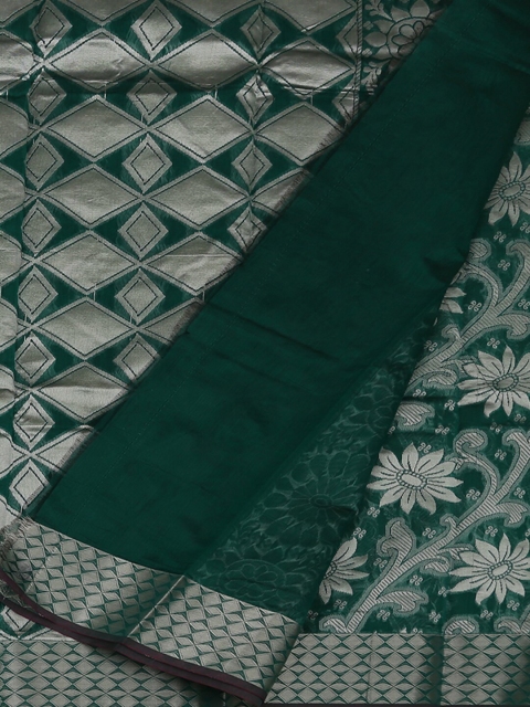 

Pothys Green & Silver Silk Cotton Woven Design Saree