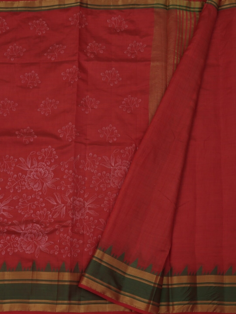 

Pothys Red & White Jute Silk Printed Saree
