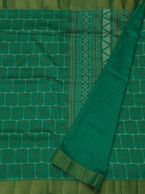 

Pothys Green Checked Jute Silk Saree