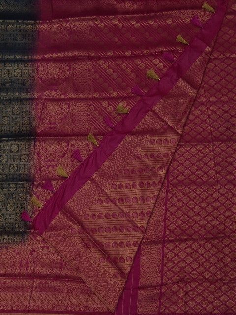 

Pothys Navy Blue & Pink Jute Silk Woven Design Saree
