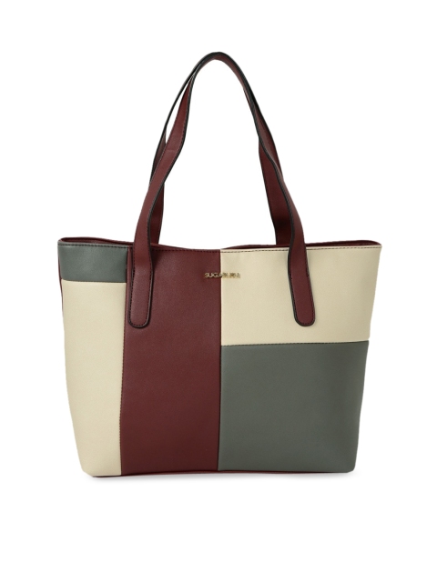 

Sugarush Brown & Grey Colourblocked Tote Bag