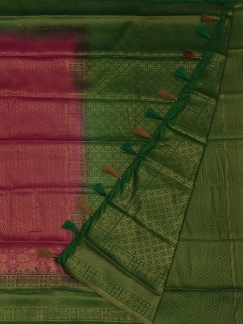 

Pothys Pink & Green Jute Silk Woven Design Saree