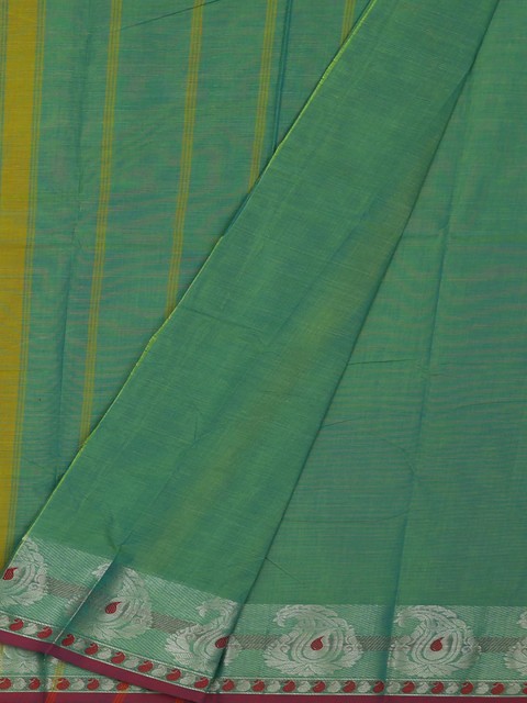 

Pothys Sea Green & Yellow Pure Cotton Woven Design Saree