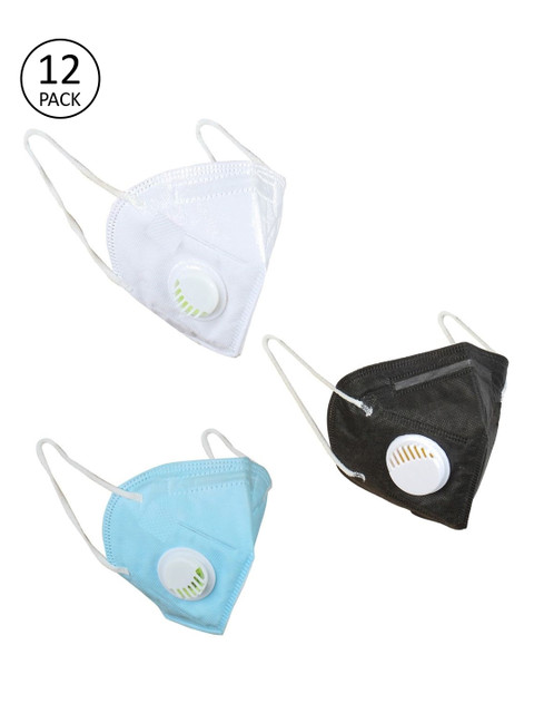 

OOMPH Unisex 12 Pcs Anti-Pollution 5-Layer Reusable Valved KN95 Masks, White