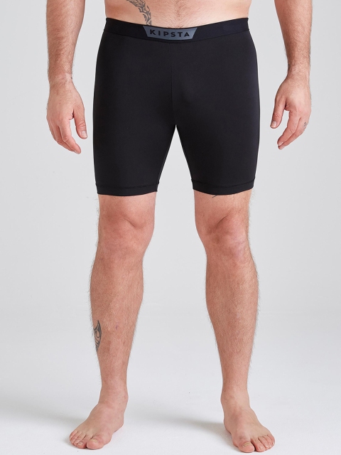 

Kipsta By Decathlon Men Black Solid Skinny Fit Football Base Layer Shorts