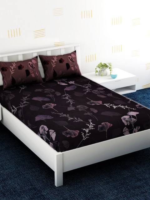 

EverHOME Brown Floral 180 TC Cotton 1 King Bedsheet with 2 Pillow Covers