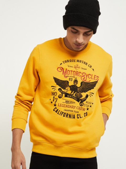 

max Men Yellow Printed Sweatshirt
