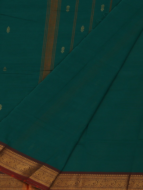 

Pothys Green & Gold-Toned Pure Cotton Solid Saree