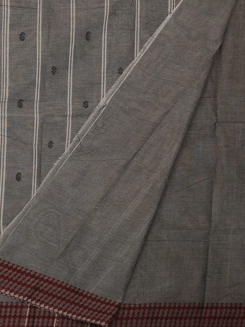 

Pothys Grey Striped Pure Cotton Saree