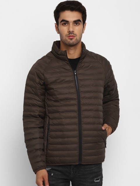 

METTLE Men Brown Solid Padded Jacket