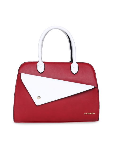 

Sugarush Women Red & White Colourblocked Handheld Bag