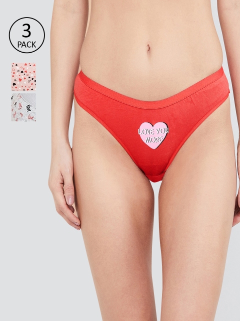 

max Women Pack of 3 Pink & Red Printed Hipster Briefs NOOSSU20BK07