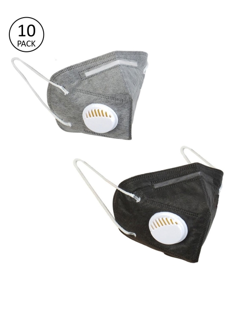 

OOMPH Unisex Pack of 10 Solid 5-Ply Anti-Pollution Reusable KNP5 Masks, Grey