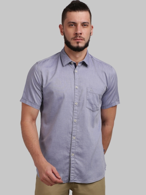 

Parx Men Blue Regular Fit Solid Casual Shirt