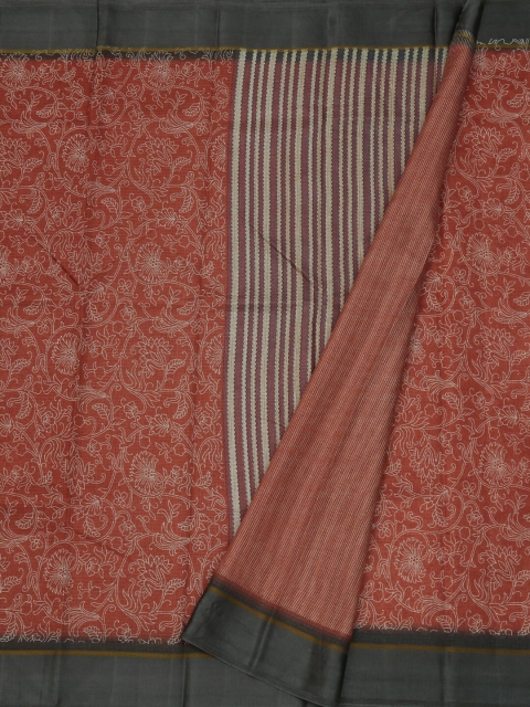 

Pothys Peach-Coloured Printed Linen Blend Saree