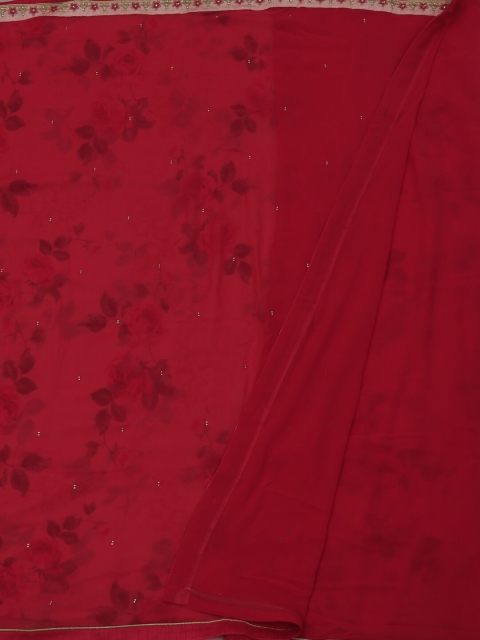 

Pothys Red Printed Poly Georgette Saree