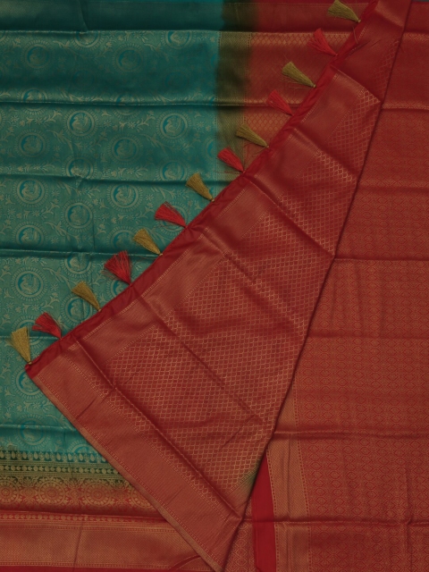 

Pothys Blue & Red Jute Silk Woven Design Saree