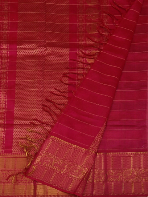 

Pothys Red & Cream-Coloured Cotton Blend Checked Saree
