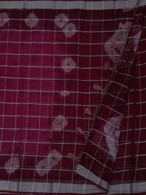 

Pothys Pink Checked Linen Blend Saree