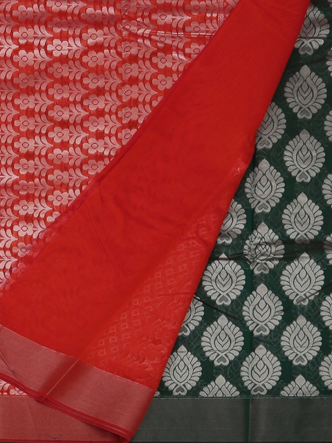 

Pothys Green & Orange Silk Cotton Woven Design Saree