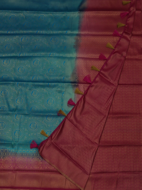 

Pothys Blue & Maroon Jute Silk Woven Design Saree