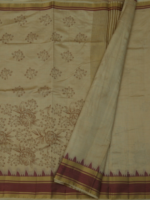 

Pothys Beige Solid Jute Silk Saree