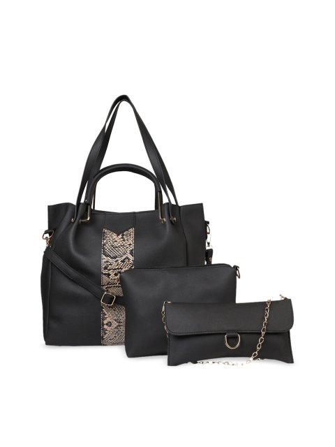 

LEGAL BRIBE Set Of 3 Black & Beige Colourblocked Bags