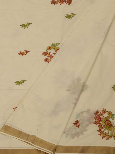 

Pothys Cream-Coloured Woven Design Pure Cotton Saree