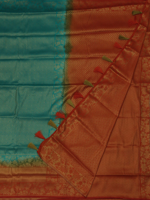 

Pothys Blue & Orange Jute Silk Woven Design Saree