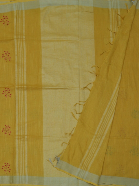 

Pothys Yellow Woven Design Linen Blend Saree