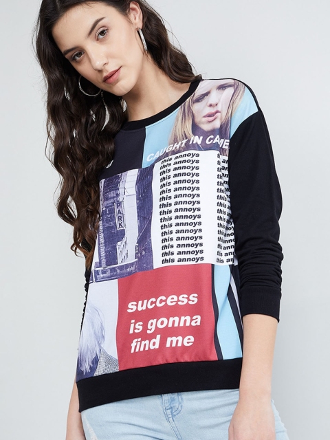 

max Women Black Printed Sweatshirt
