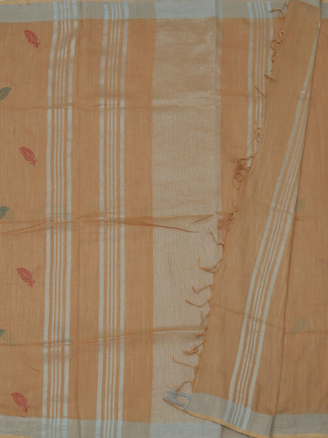 

Pothys Cream-Coloured Woven Design Linen Blend Saree